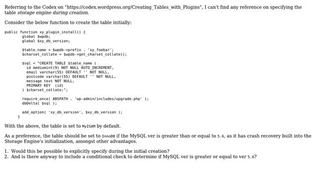 Wordpress: Set default Database Storage Engine when creating tables with plugins? смотреть онлайн