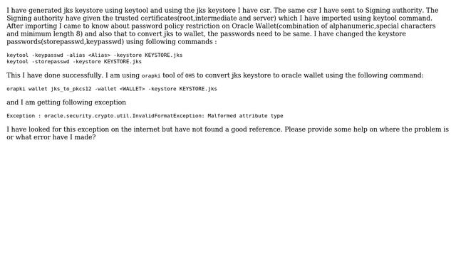 DevOps & SysAdmins: Unable to convert JKS keystore to Oracle Wallet using orapki смотреть онлайн