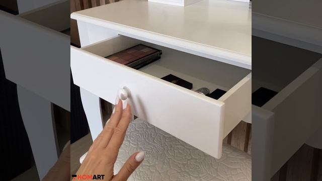 Туалетный столик c зеркалом Homart Bianka белый + табурет смотреть онлайн