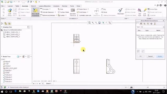 CREO Tutorial : Instant 3D to 2D model conversion смотреть онлайн