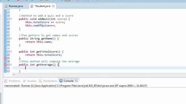 JAVA OOP Student class example смотреть онлайн