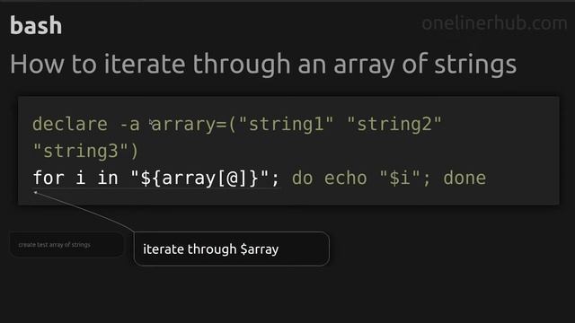 How to iterate through an array of strings #bash смотреть онлайн