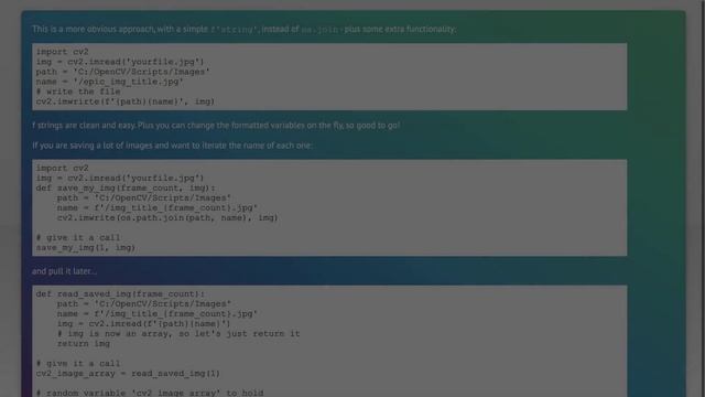 OpenCV - Saving images to a particular folder of choice смотреть онлайн