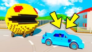 ОПАСНЫЙ ПАКМАН УНИЧТОЖИТЕЛЬ ПРОТИВ ЛЕГО МАШИН! САМЫЕ УГАРНЫЕ ЛЕГО ПОГОНИ В БРИК РИГС (Brick Rigs)