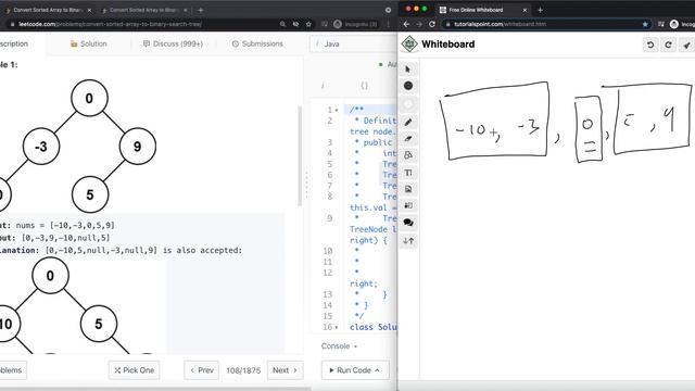 [Java] Leetcode 108. Convert Sorted Array to Binary Search Tree [Binary Search Tree #1] смотреть онлайн