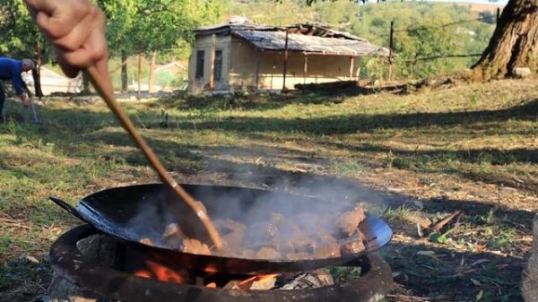 Relaxing village life | Turkish cuisine - We cooked "Alinazik" kebab from eggplant puree and beef!
