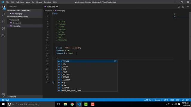 PHP Basic to Advance tutorial Part -03 (Data Types, Variables, Comments) смотреть онлайн