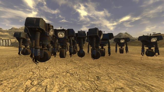 12 Securitrons vs 12 Blind Deathclaws Fallout New Vegas npc battle смотреть онлайн
