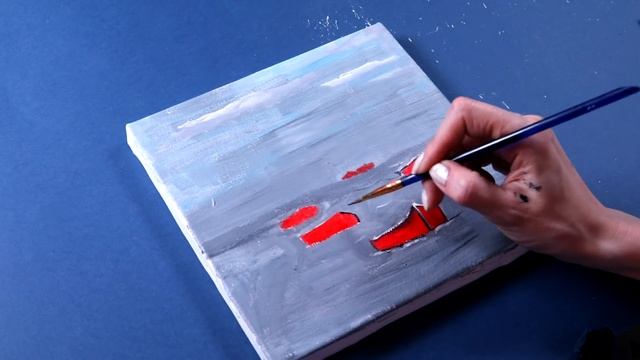 Seascape. Abstraction. Simple Picture With Acrylic. Acrylic Painting Abstract Seascape