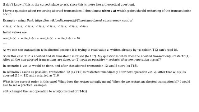 Databases: Transaction - Timestamp Ordering. When is aborted transaction restarted смотреть онлайн