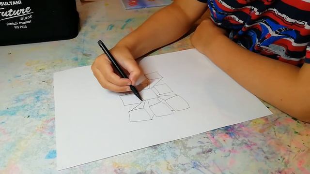 Как рисовать 3d картинку с кубиками смотреть онлайн