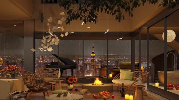 Elegant Rainy Evening Jazz by Cozy Apartment 🌧️🌆 (Official Music Video)