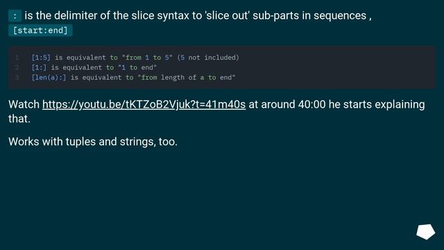 Colon (:) in Python list index смотреть онлайн