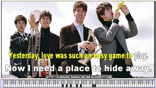 The BEATLES- "Yesterday" -free karaoke song online with lirycs on the screen and virtual piano. смотреть онлайн