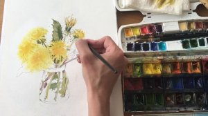 Рисуем акварелью одуванчики