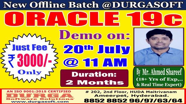ORACLE 19c Offline Training @ DURGASOFT смотреть онлайн