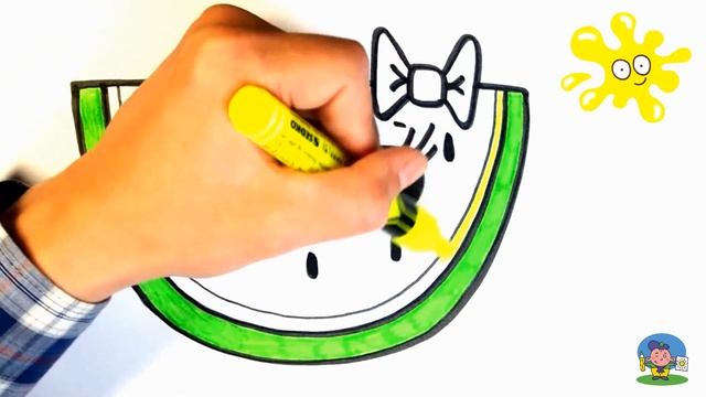 Как нарисовать МИЛЫЙ АРБУЗ ПРОСТО / Рисунки для детей и начинающих / HOW TO DRAW A CUTE WATERMELON смотреть онлайн