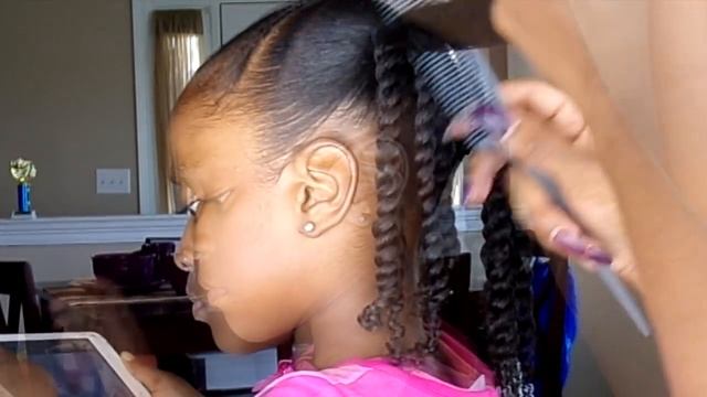 Rope Twist Ponytails w/Beads Tutorial | Kids Natural Hairstyle | IAMAWOG смотреть онлайн