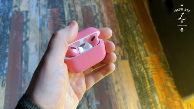 Кастомные розовые наушники AirPods Pro Matte&Pink смотреть онлайн