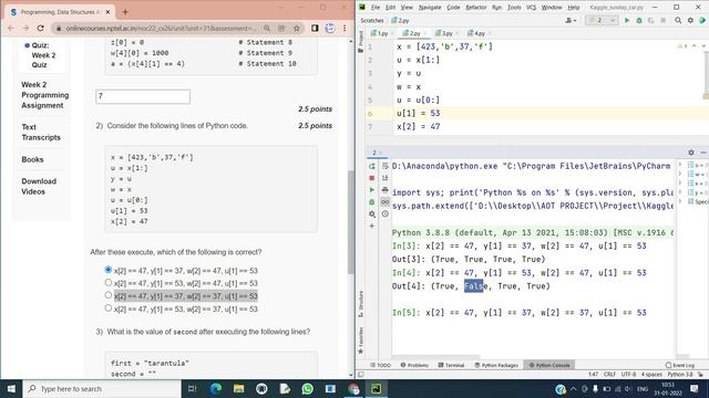 NPTEL: Programming , Data Structures and Algorithms Using Python Week 2 Quiz answer with proof(100% смотреть онлайн