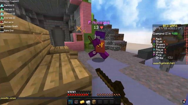 Speed Bridging with SPEED 3 in Minecraft BEDWARS смотреть онлайн
