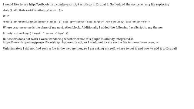 Drupal: How do I use Bootstrap scrollspy? смотреть онлайн