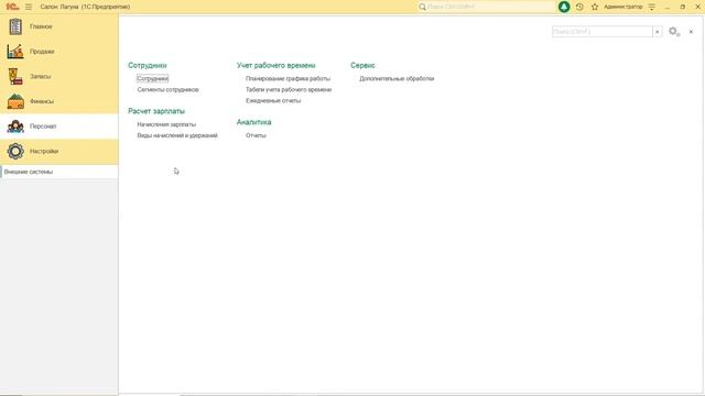 Знакомство с интерфейсом и разделами системы 1С:Салон красоты смотреть онлайн