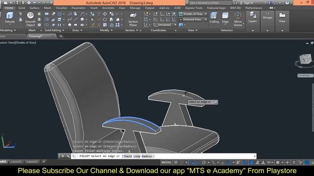 AutoCad 3D Tutorial - Chair Modeling + Rendering смотреть онлайн