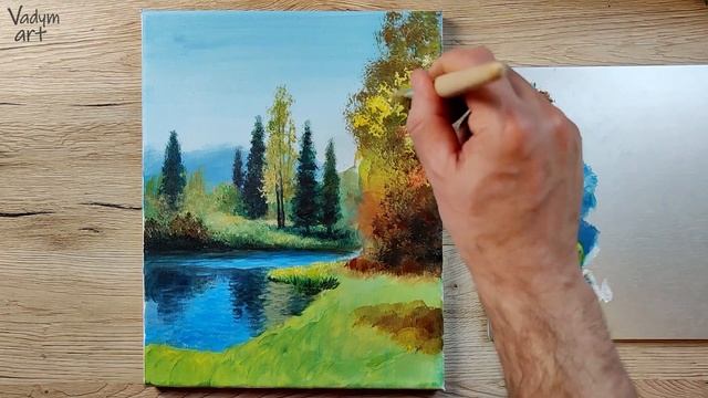 How To Paint Autumn Birches / Acrylic Painting / Vadym Art
