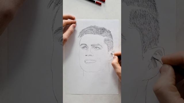 Как нарисовать Криштиану Роналду, (draw Cristiano Ronaldo) портрет карандашом смотреть онлайн