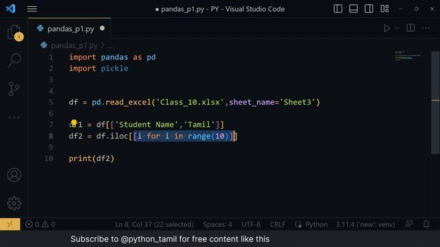 Python Tutorial Chapter 19 Part_1 - pandas in detail in Tamil смотреть онлайн