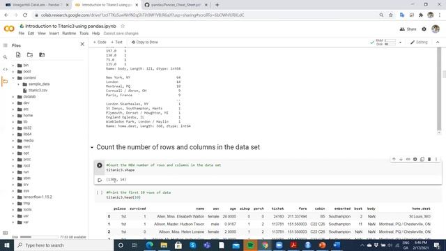 Using the Pandas Python libraries to parse through the titanic3 dataset in Google Colab Part 1 смотреть онлайн