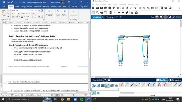 Lab 7.3.7 - View the Switch MAC Address Table смотреть онлайн