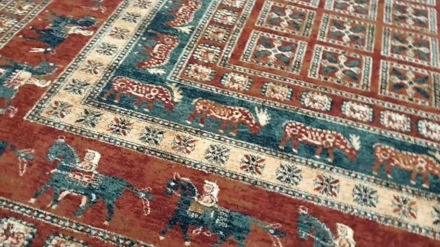 #Kashqai, Бельгийский ковер из шерсти Кашкай 4301-300. Копия настоящего рисунка Пазырык. смотреть онлайн