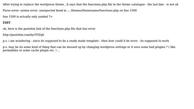 Wordpress: Functions.php error - when trying to change the theme смотреть онлайн
