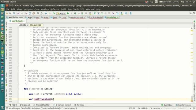 Android Kotlin Tutorial #137 - Lambdas - Closures смотреть онлайн