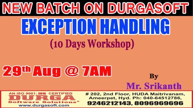 New Batch On Exception Handling by Mr. Srikanth On 29th Aug @7AM At Maitrivanam(HYD) - Offline Batc смотреть онлайн