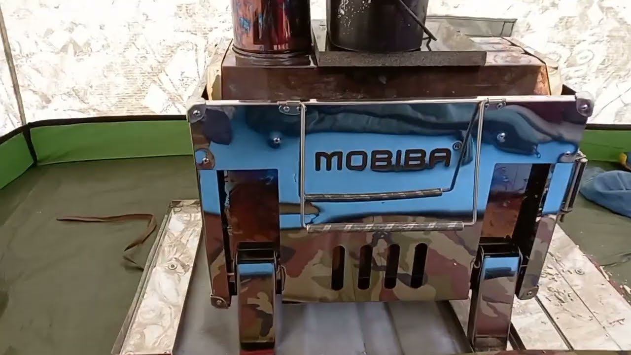 Первая ночёвка в палатке Мобиба К-6 с печью Дюна-3. смотреть онлайн