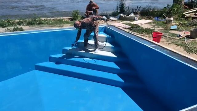 покраска бассейна резиновой краской смотреть онлайн