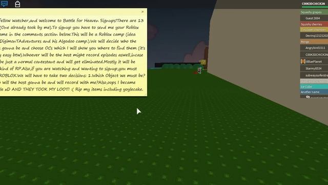 Battle for Heaven signups (Roblox Camp 5/13) смотреть онлайн