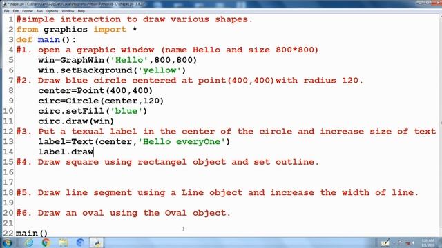 25.Drawing shapes in python Graphwin смотреть онлайн