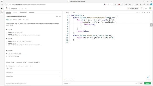 LeetCode 1550 | Three Consecutive Odds | Array | 2 Solutions | Jav смотреть онлайн