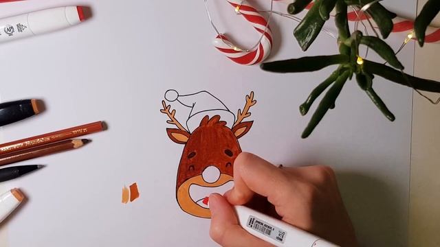 DIY новогодние стикеры своими руками. Рисуем новогоднего оленя смотреть онлайн