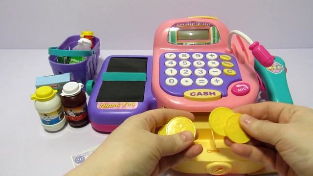 Toy Cash Register Supermarket Checkout Playset Unboxing and Review Детская касса смотреть онлайн