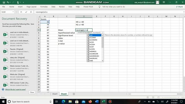 One sample t test using excel смотреть онлайн