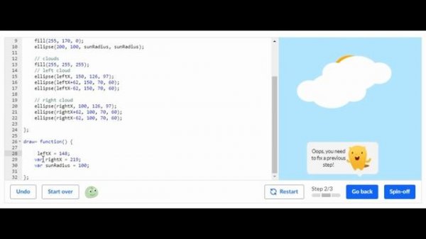 How To Do The Challenge: Parting Clouds on Khan Academy, Javascript.