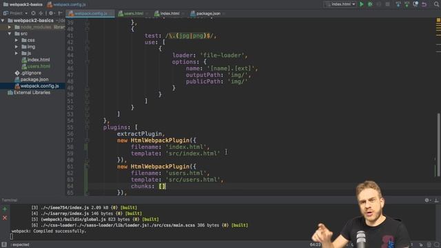 WEBPACK + MULTIPLE HTML FILES | Webpack 2 Basics Tutorial смотреть онлайн
