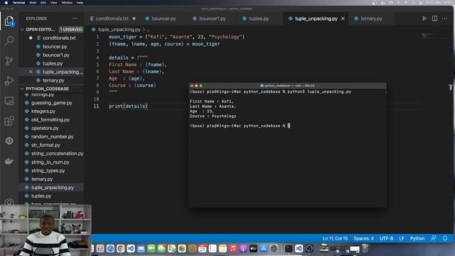 Python Programming 70 : Unpacking Tuples In Python смотреть онлайн