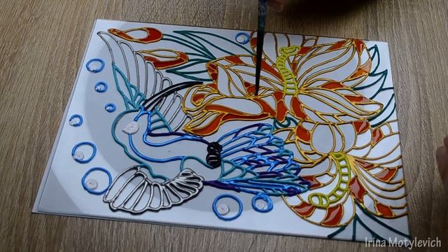 Мастер класс. Витражная роспись по стеклу. Колибри.Master Class. Stained Glass Painting. Hummingbir
