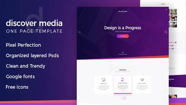 Discover Media - Creative One Page PSD Template | Themeforest Website Templates and Themes смотреть онлайн
